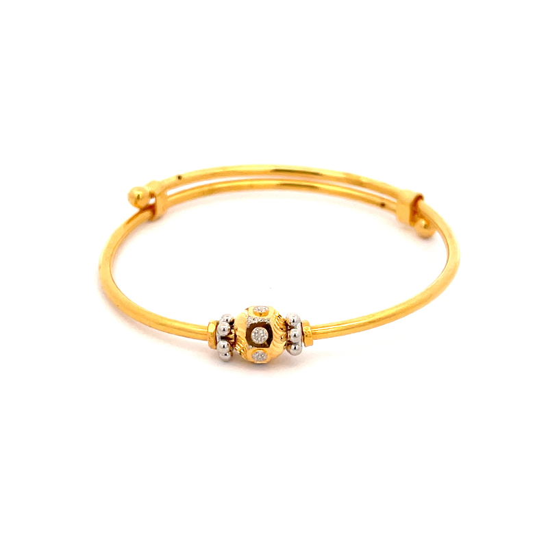 22K Yellow Gold Adjustable Baby Bangle Set of 2